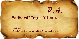 Podhorányi Albert névjegykártya