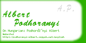 albert podhoranyi business card